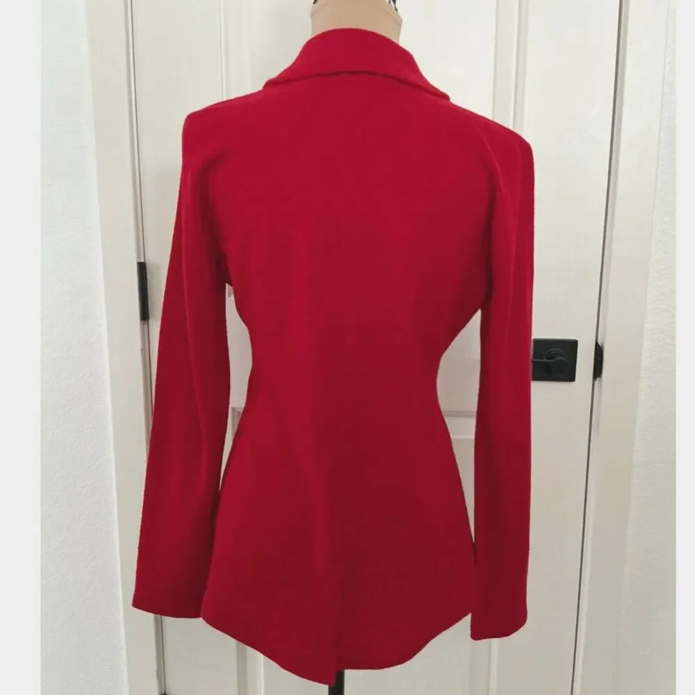 Gianni Bini Women’s M Red Wool Blend Double Breasted Gold Button Blazer